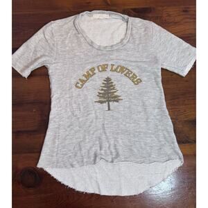 Camp Of Lovers Short Sleeve Sweatshirt Top A Fine Line Gray Cut Off Hem XS